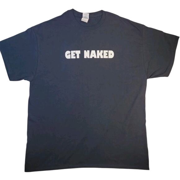 Gildan GET NAKED Funny Graphic Tee XL Black Naked City Pizza Shop Nevada - Picture 2 of 7